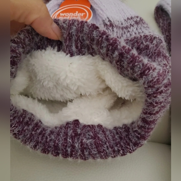 Wonder Nation Girls 2 Piece Fashion Set-Hat & Scarf Purple, One Size* - Picture 2 of 4